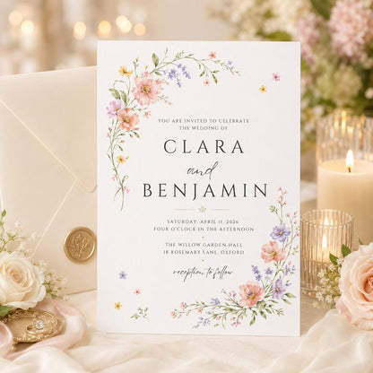 Fine Wildflower Wedding Invitation — floral wedding design