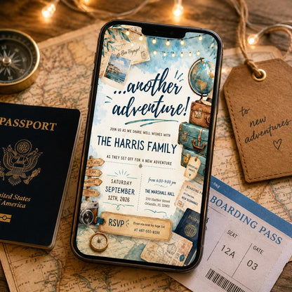 Adventure Awaits Family Invitation Template, Adventure Awaits Birthday Invitation, Adventure Invitation, Travel Birthday Invitation, Canva __etsy:8008964192