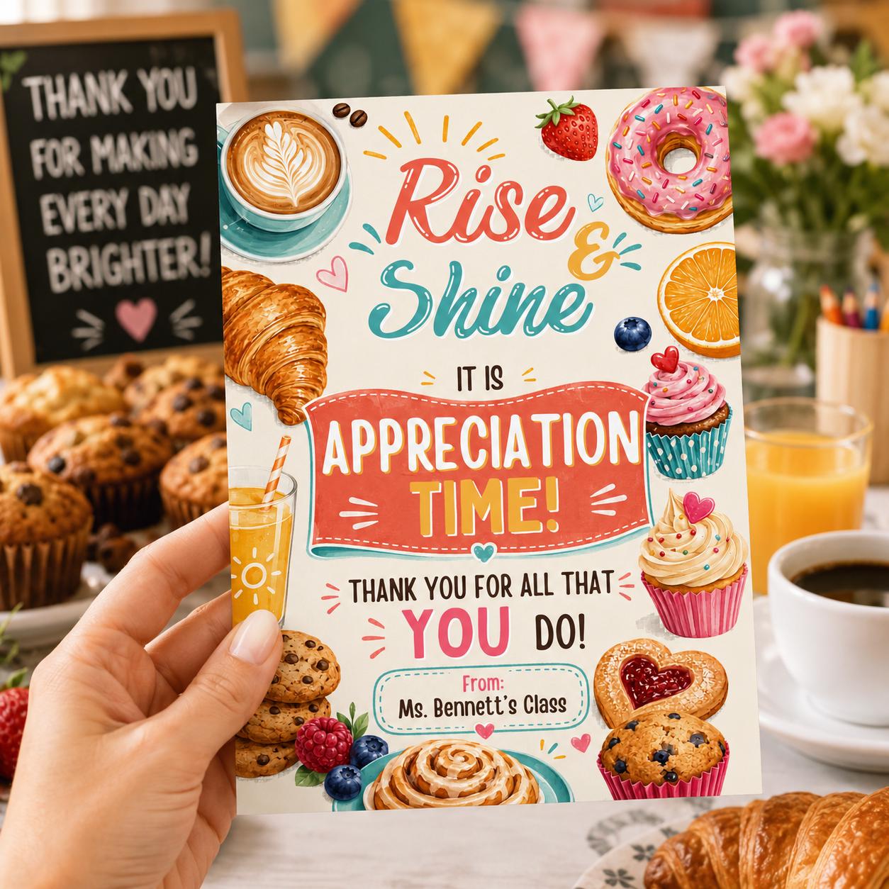 Pink Breakfast Invitation, Rise and Shine Birthday Invite, Pink Gingham Breakfast Party Invite, Brunch Party Appreciation Time Invitation __etsy:8009013080