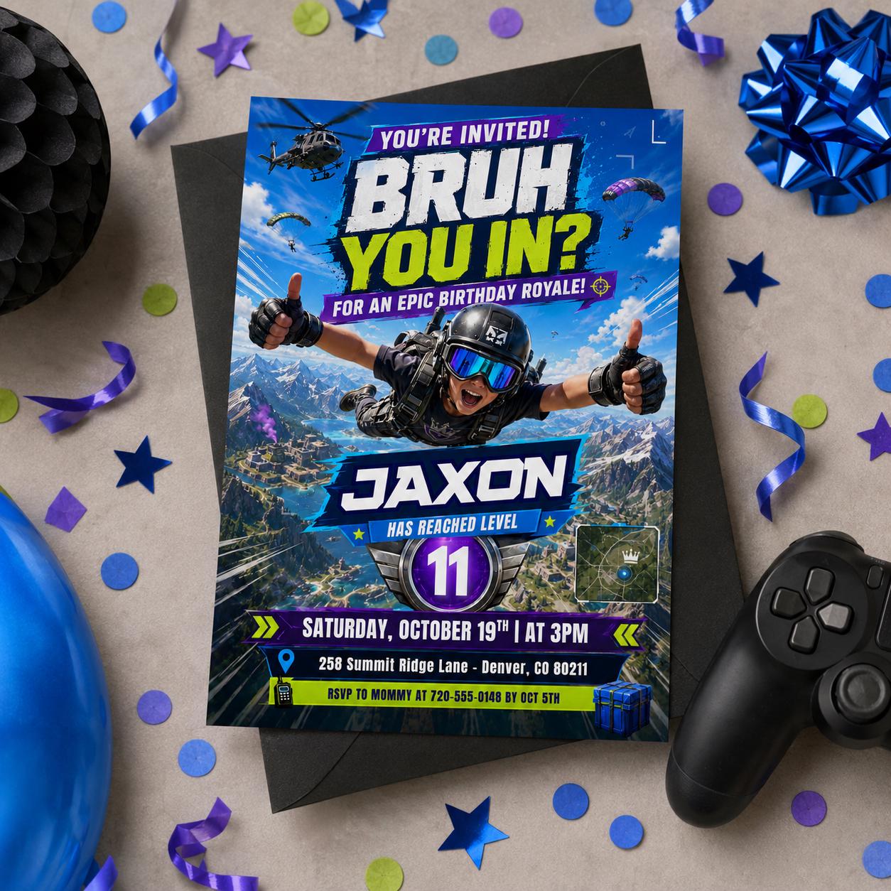 Printable Bruh birthday invitation, Gamer boy bday invite, teenager birthday, Bruh It's My Birthday invite template, teens party, Canva __etsy:8010566132