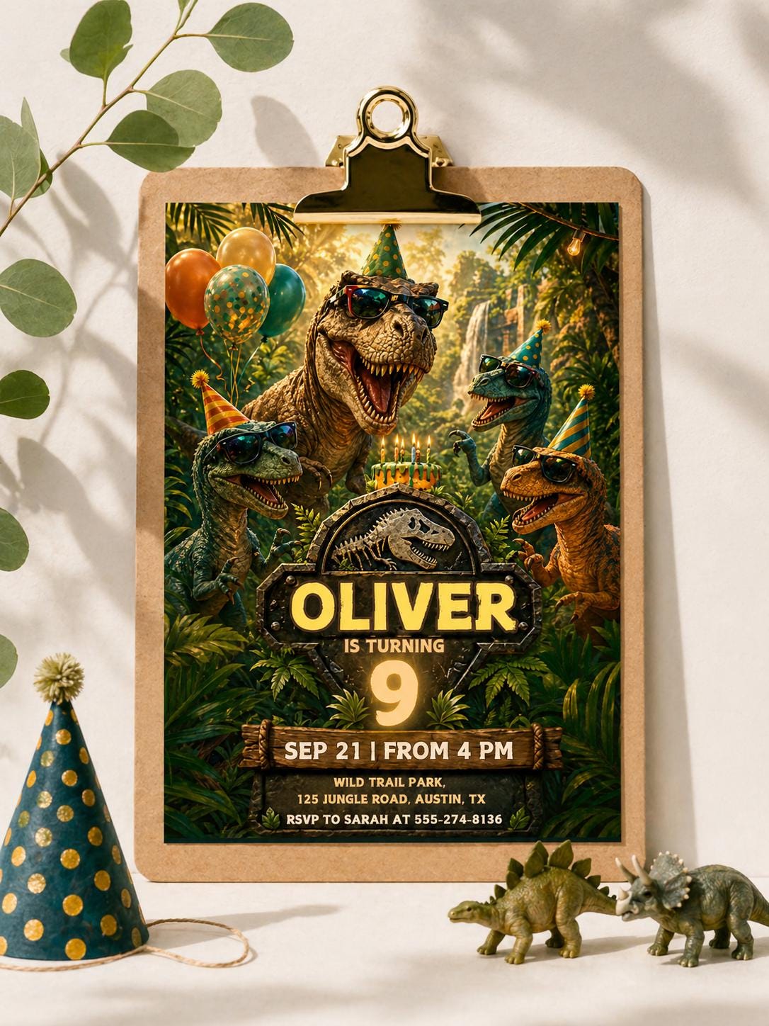 Dinosaur Invitation — digital invitation, instant download