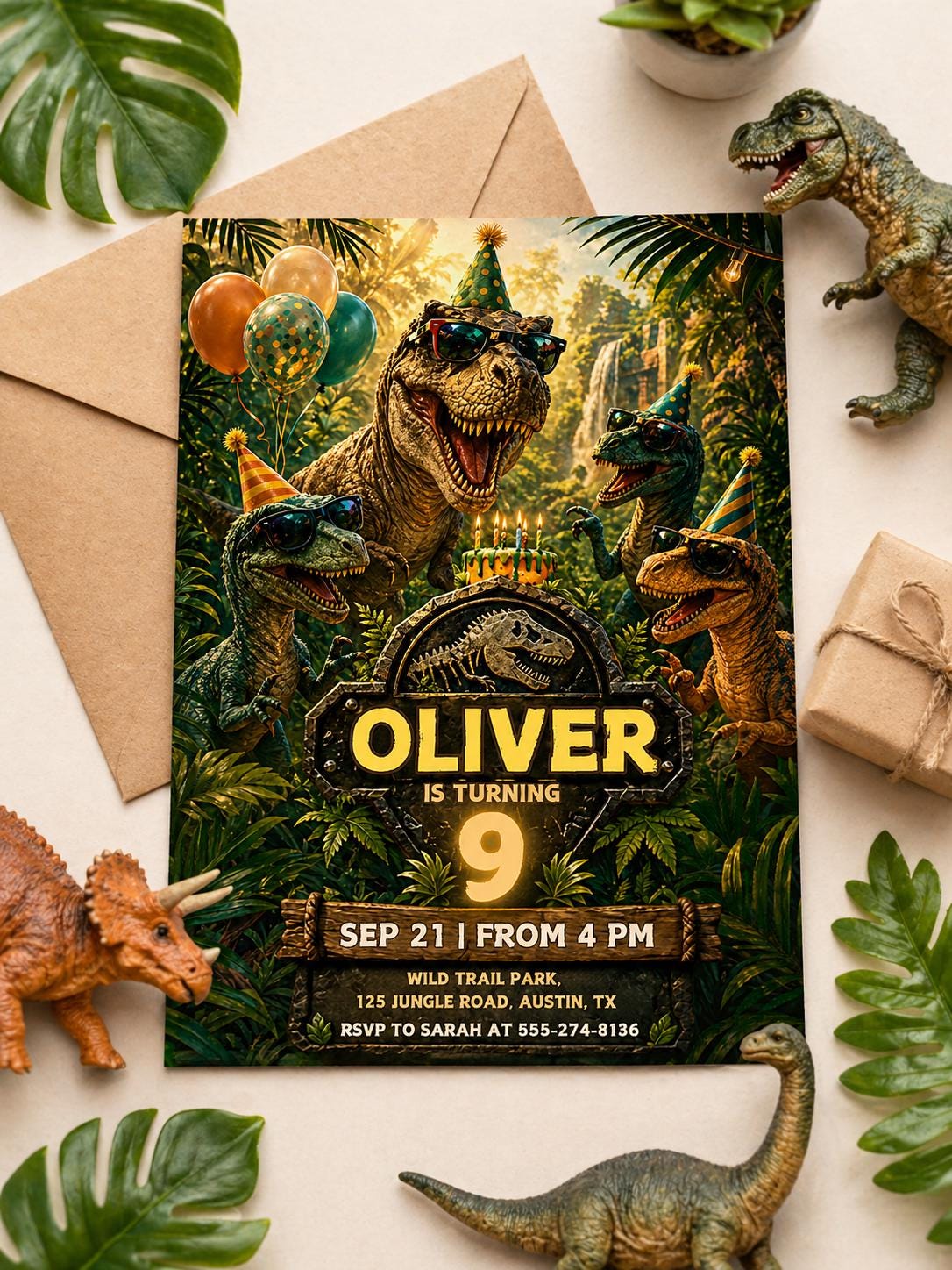 Dinosaur Invitation — invitation you personalize in Canva