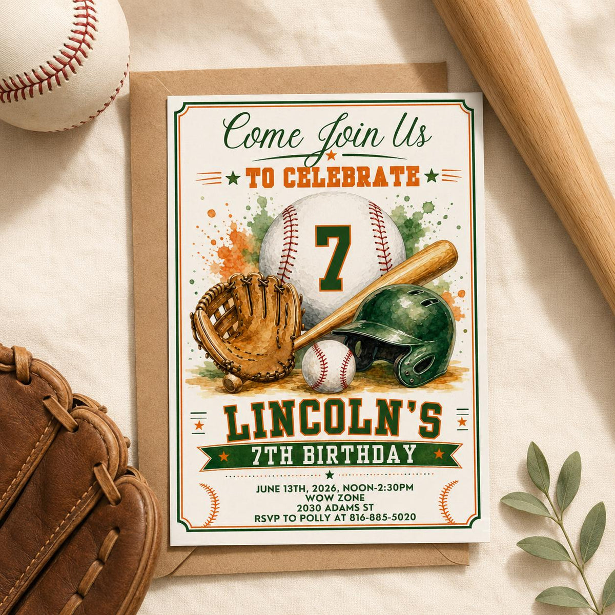 Neon It’s Game Time 9th Birthday Invitation — print-ready 9th birthday party design from VoltBy