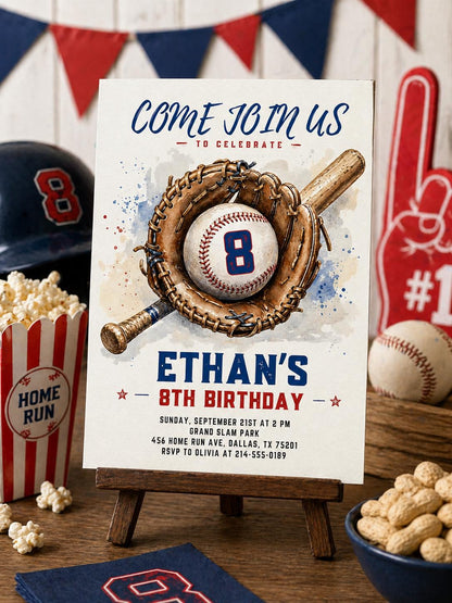 Baseball First Birthday Invite Baseball Rookie of the Year Birthday Invitation Rookie Birthday Invite Rookie Year First Birthday Invite E1 __etsy:8020357177