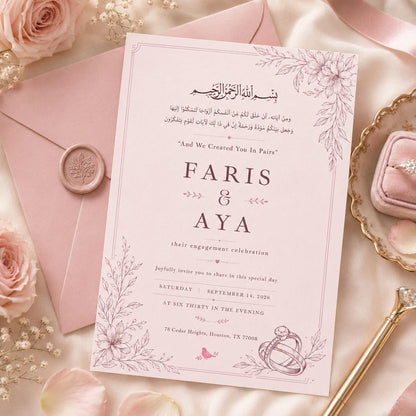 Editable Wedding Invitation Template, Islamic Floral Design, Elegant Islamic Wedding Invitation, Arabic Calligraphy Canva Template __etsy:8023828274