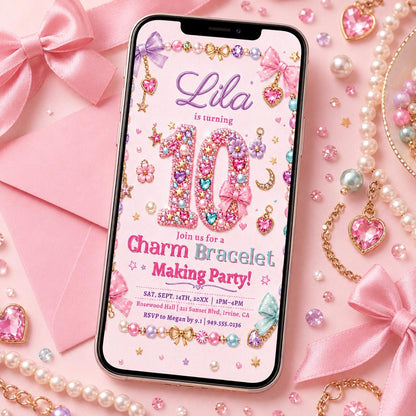 Charm Bracelet Making Party Invitation — craft party stationery by VoltBy