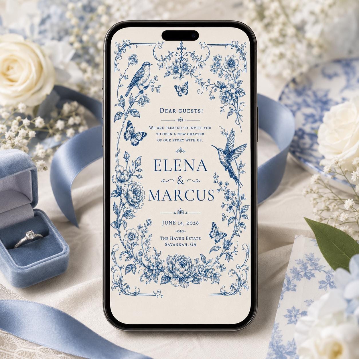 Editable Floral Wedding Invitation Template, Wildflower Wedding Invitation: Garden Flowers Spring Floral, Canva Template __etsy:8027650210