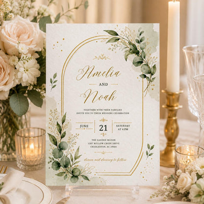 Watercolor Elegant Floral Wedding Invitation — print-ready wedding design from VoltBy