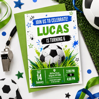 Soccer Birthday Invitation Template Bundle, Kid Soccer Birthday Canva Invitation, Printable Birthday Party Invitation, Kids Party Invite __etsy:8030873622