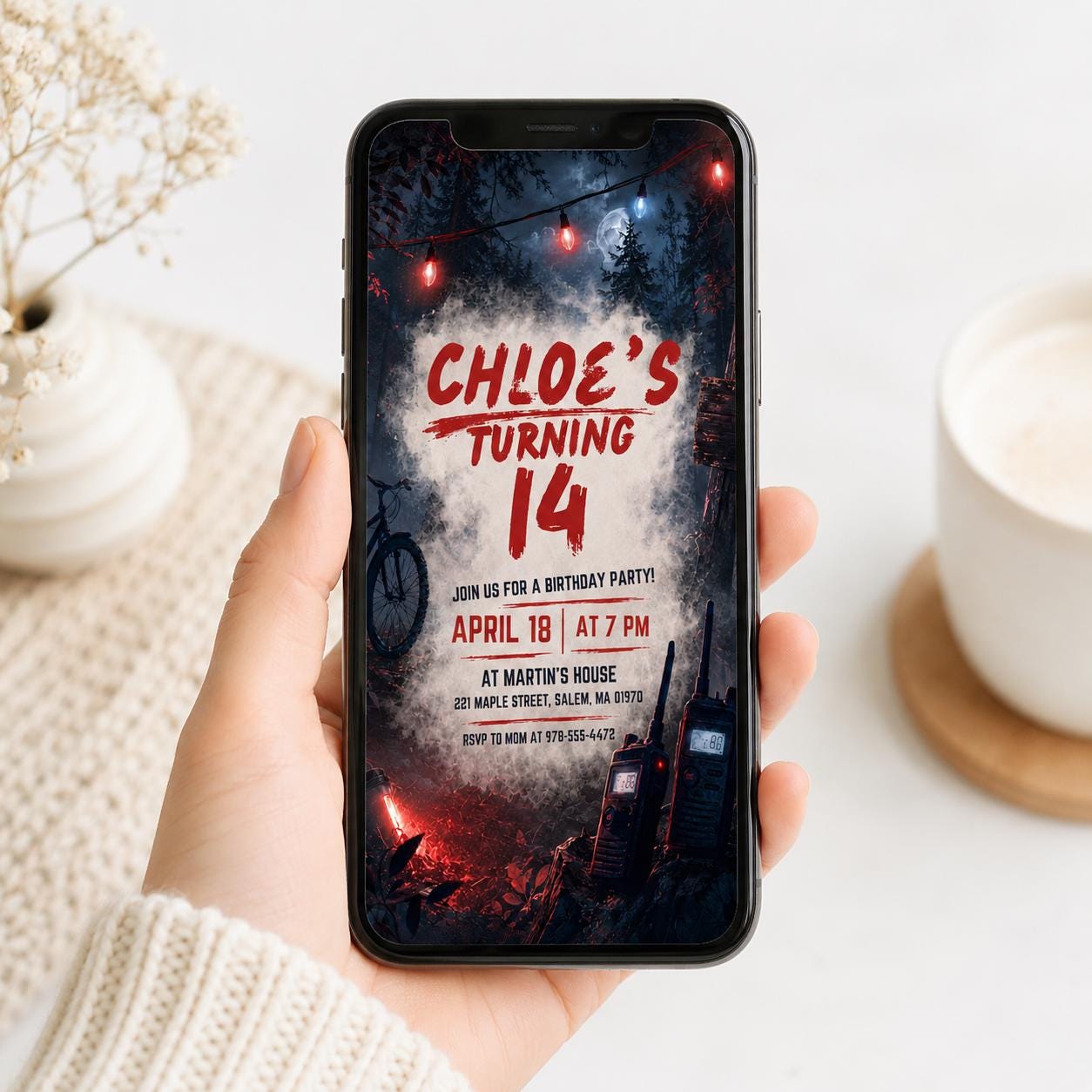 Dark Birthday Invite, Upside Down Birthday Invitation Template, Misty Forest Birthday, Moody Rainy Aesthetic Any Age Editable Canva Template __etsy:8032425828