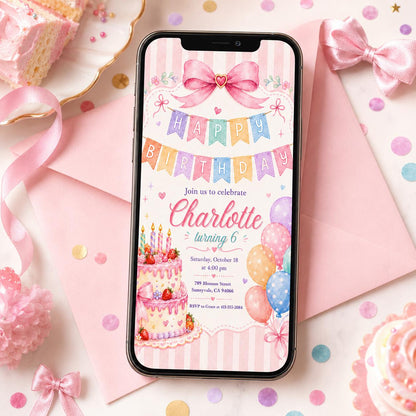 Pink Vintage Pastel Birthday Invitation for Girls — birthday party stationery by VoltBy