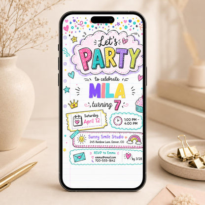 Let's Party Birthday Party, Lets Party, Invitation Template, Editable Canva Template __etsy:8047128437