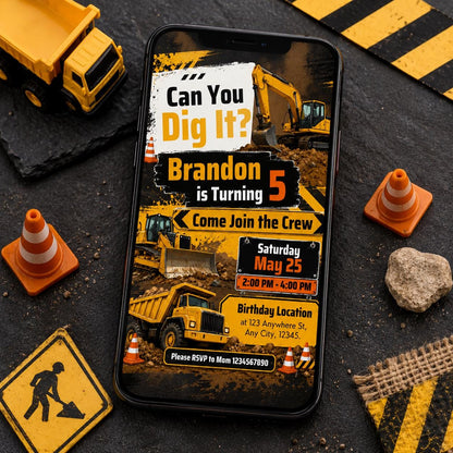 Construction birthday invitation Let's Dig Up Some Fun, Digging It  invite editable template boy construction party dump truck invitation __etsy:8058860155