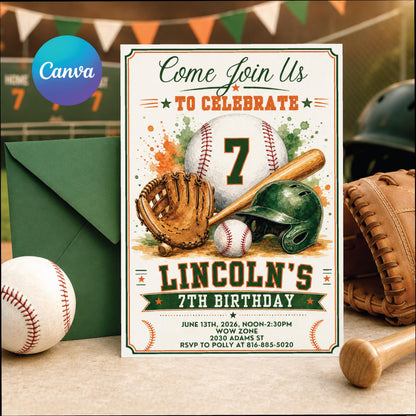 Neon It’s Game Time 9th Birthday Invitation — editable Canva template