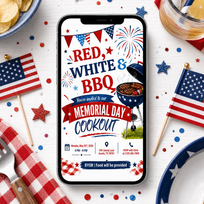 America 250th Anniversary Invitation Template, 4th of July Party Invitation, USA Patriotic Red White Blue BBQ Invite Editable Canva Invite __etsy:8074203989
