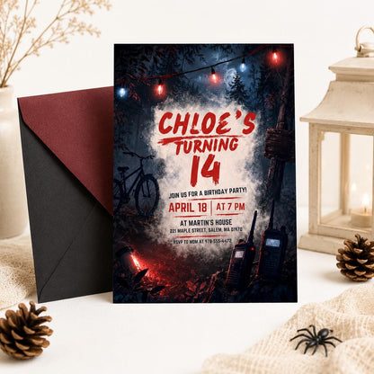Dark Birthday Invite, Upside Down Birthday Invitation Template, Misty Forest Birthday, Moody Rainy Aesthetic Any Age Editable Canva Template __etsy:8080336135