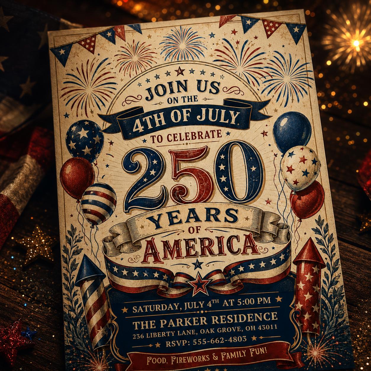 Red, White & Due Baby Shower Invitation Template, America 250th Anniversary Invitation Template 4th of July Party Invitation, Canva Template __etsy:8084859662