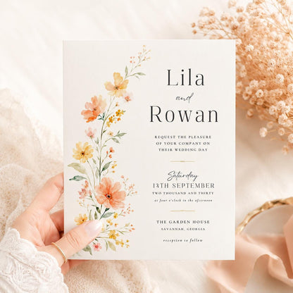 Wildflower Invite Set Vintage Floral Wedding Invitation Suite printable wedding invite boho Floral wedding invitation Garden Wedding Suite __etsy:8101261517
