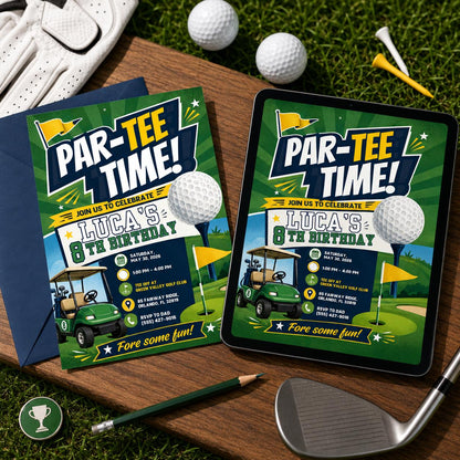Golf Birthday Invitation, Par-Tee Time Template, Golf Birthday Invitation, Let's Par Tee Golf Birthday Invite, Golf Birthday Party Invites __etsy:8107191307