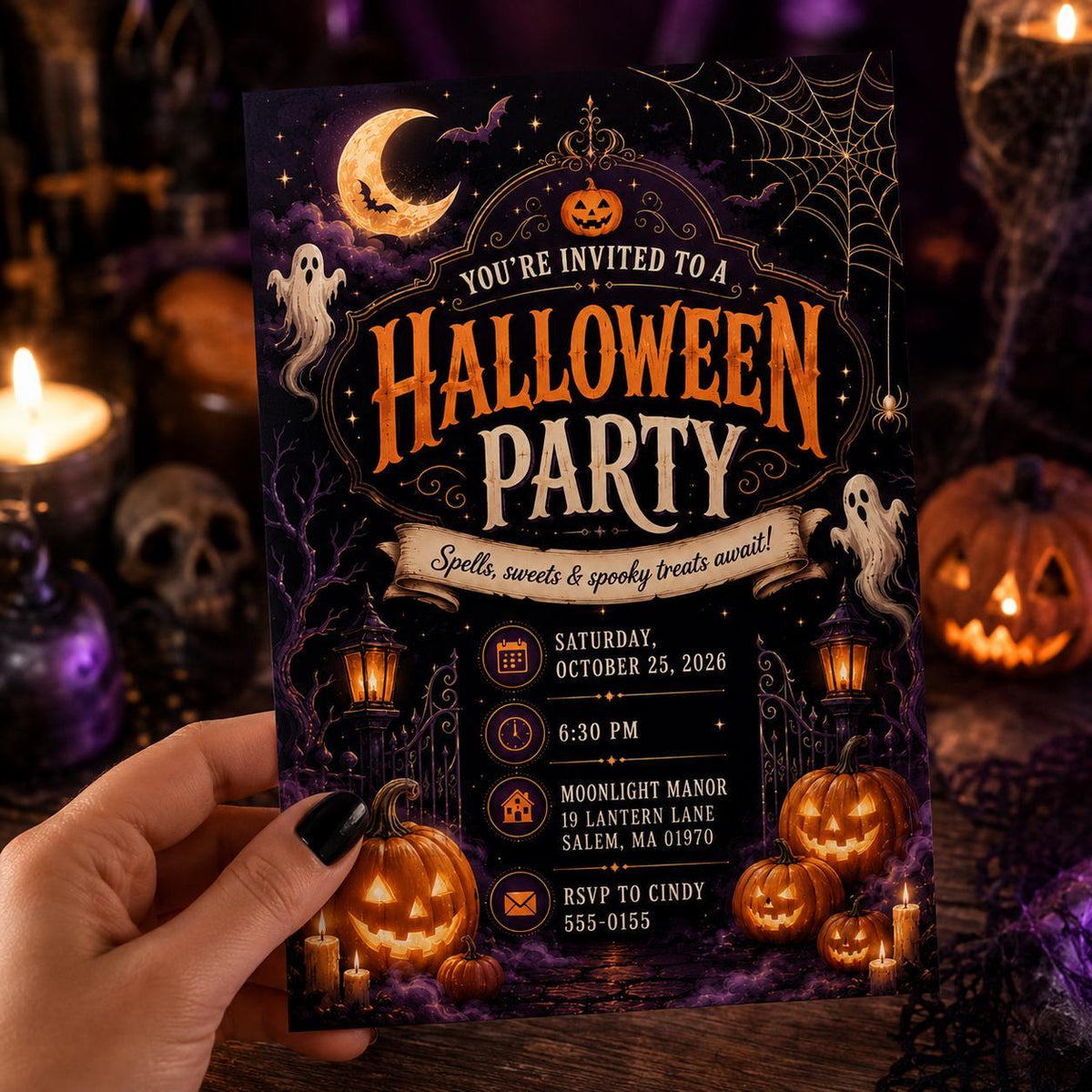 Vintage Halloween Party Invitation — invitation you personalize in Canva