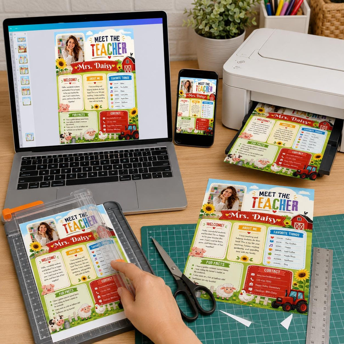 Farm Classroom Meet the Teacher Photo Template — teacher printable you personalize in Canva