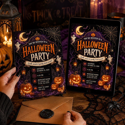Vintage Halloween Party Invitation — Halloween party stationery by VoltBy