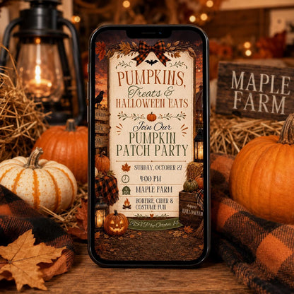 Rustic Pumpkin Patch Party Invitation — digital invitation, instant download