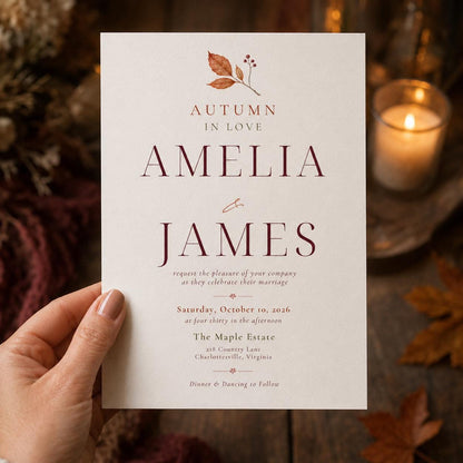 Minimalist Elegant Fall Wedding Invitation — invitation you personalize in Canva