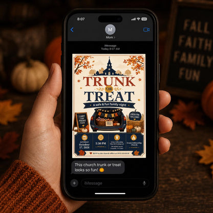 Trunk or Treat Invitation, Church Halloween Flyer, Fall Festival Party Invite, Family Trunk or Treat, Editable Canva Template
