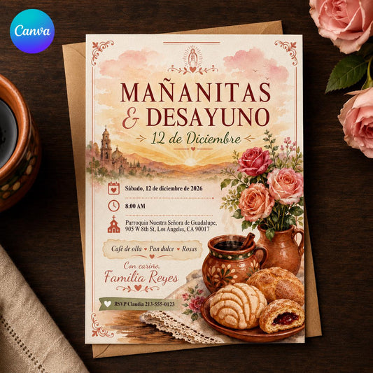 Virgen de Guadalupe Invitation — editable Canva template