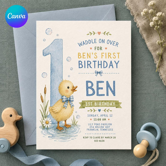 One in a Melon First Birthday Invitation, Watermelon Summer Party Invite, Girl 1st Birthday Editable Canva Template