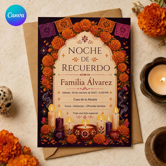 Día de los Muertos Invitation — editable Canva template