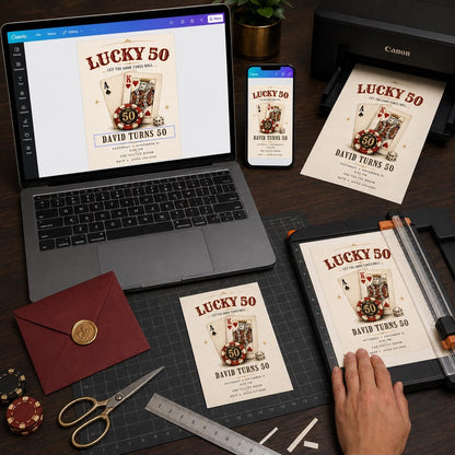 Vintage 50th Birthday Casino Invitation — digital invitation, instant download