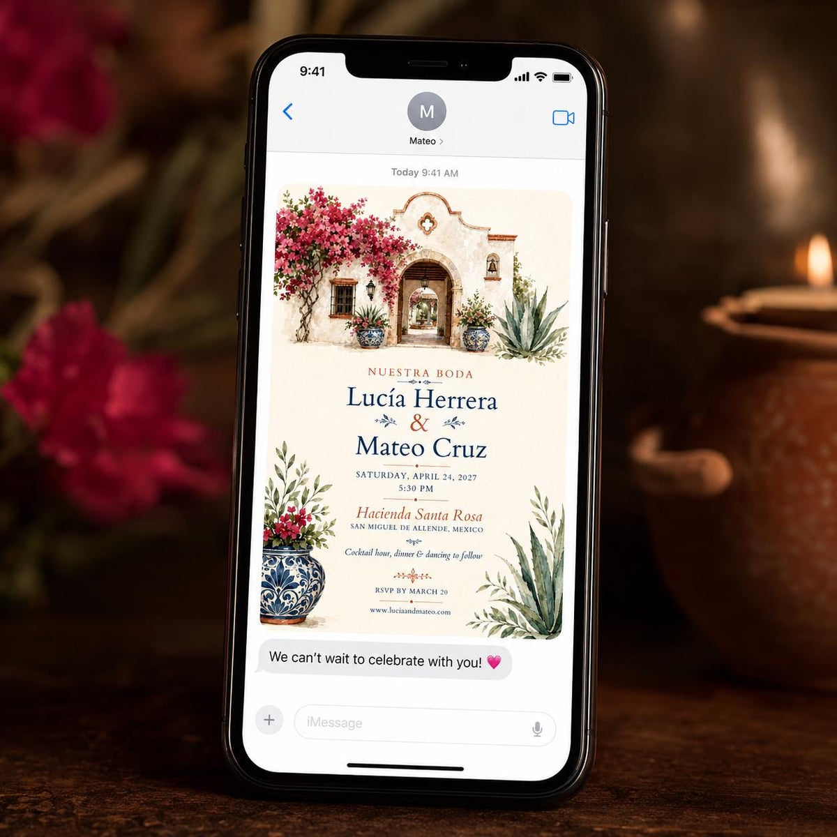 Watercolor Rustic Hacienda Wedding Invitation — travel design