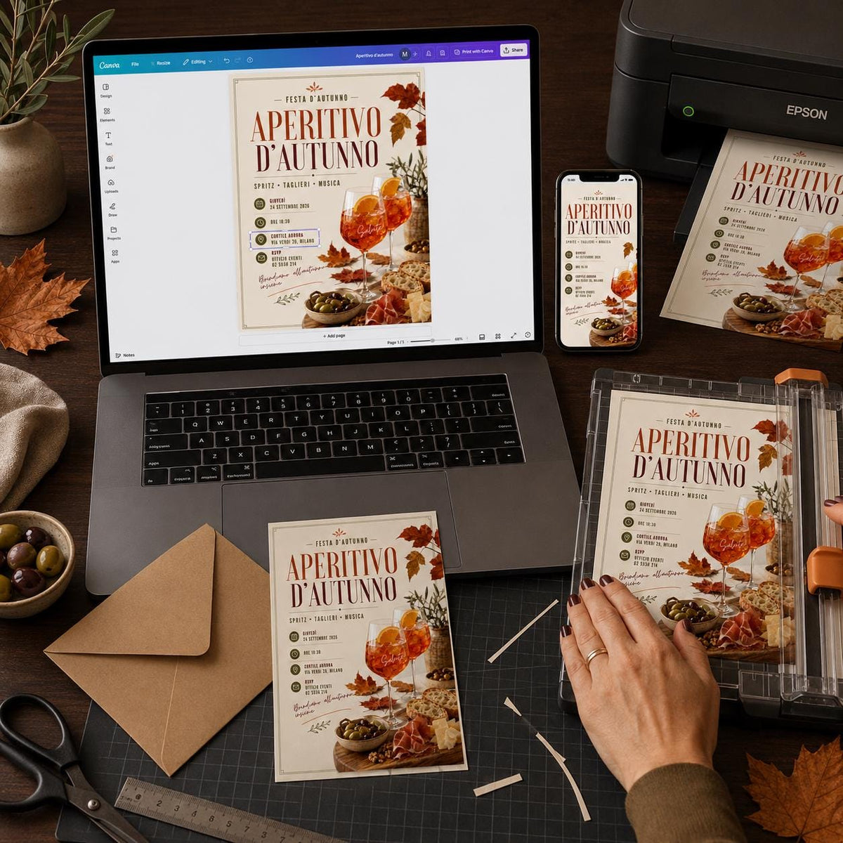 Italian Aperitivo Invitation — print-ready dinner party design from VoltBy