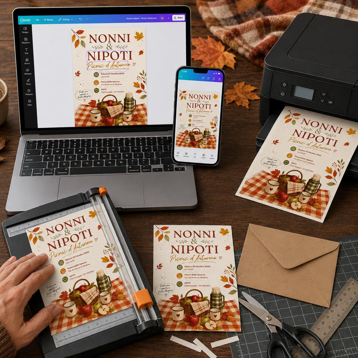 Italian Autumn Picnic Invitation — digital invitation, instant download