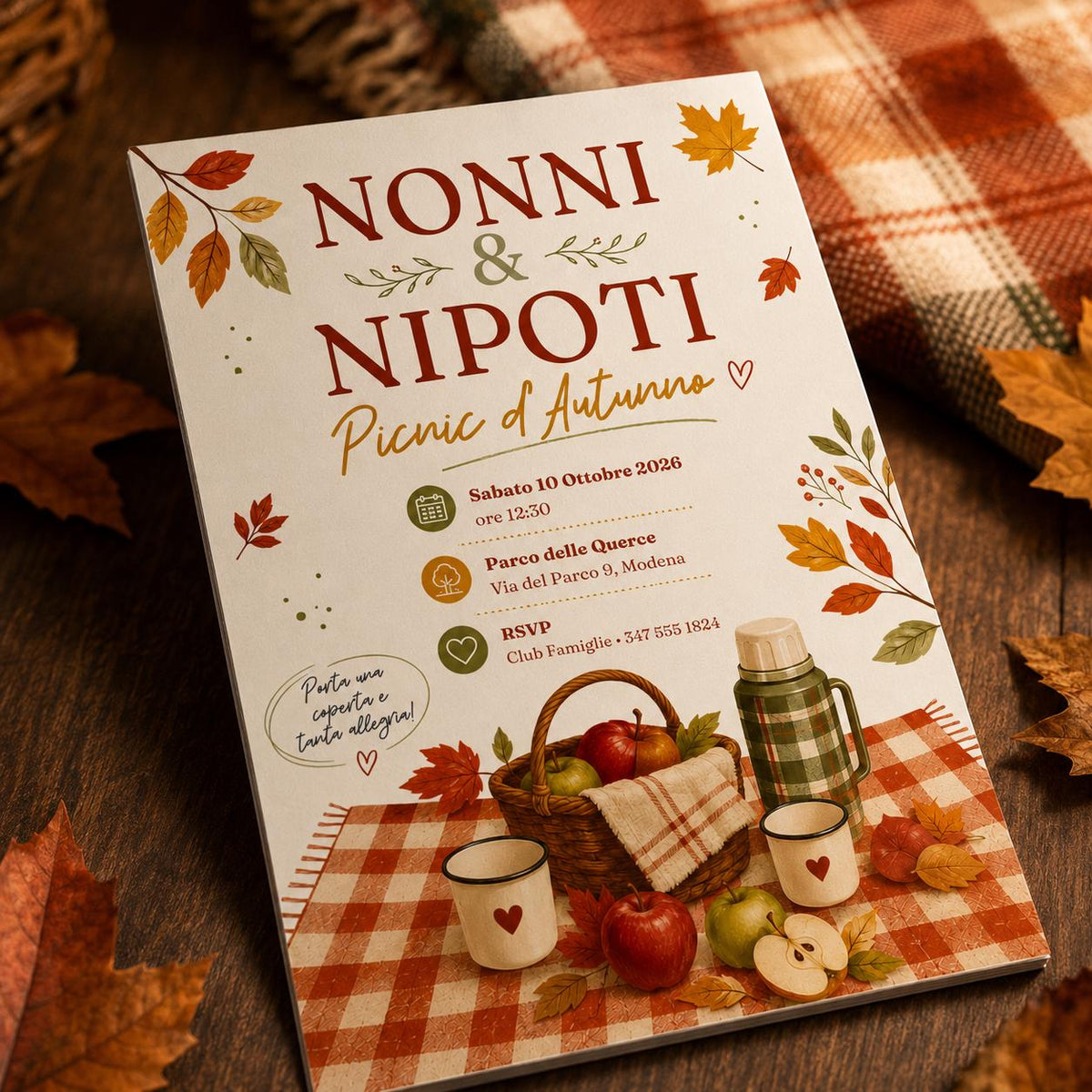 Italian Autumn Picnic Invitation — family gathering stationery by VoltBy