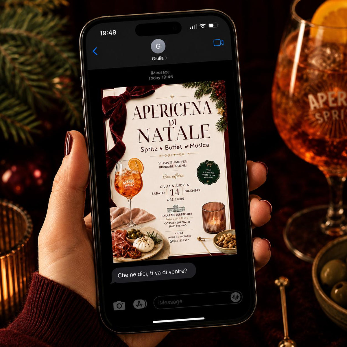 Italian Christmas Aperitivo Invitation — cocktail design