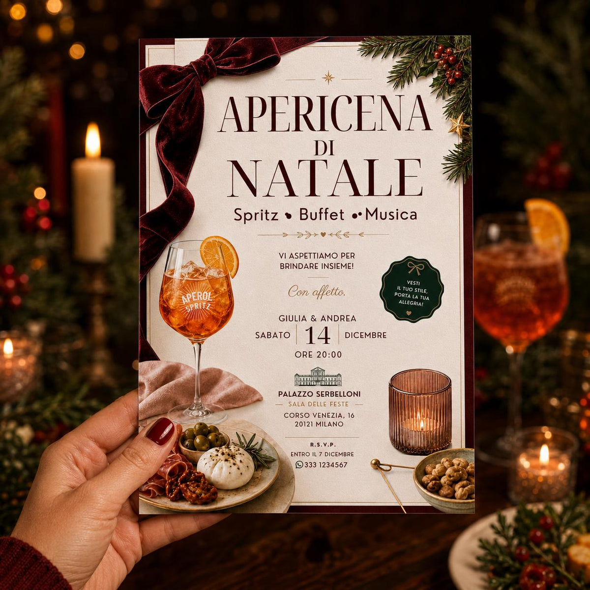 Italian Christmas Aperitivo Invitation — invitation you personalize in Canva