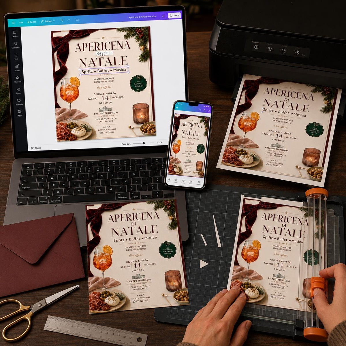 Italian Christmas Aperitivo Invitation — print-ready Christmas celebration design from VoltBy