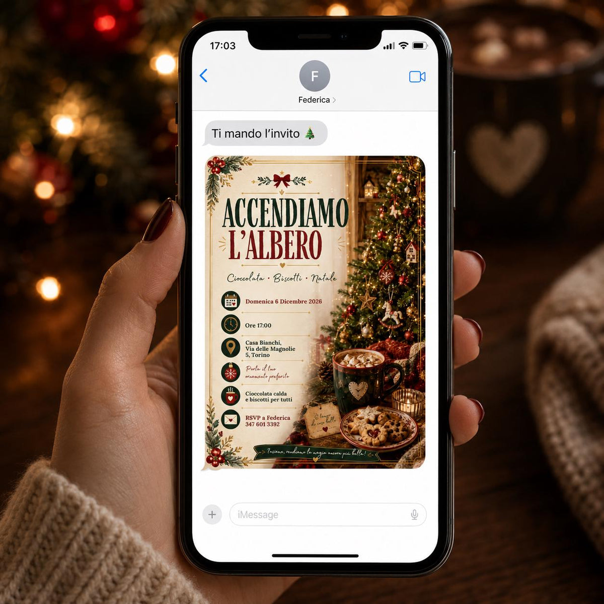 Italian Christmas Tree Lighting Invitation — invitation you personalize in Canva