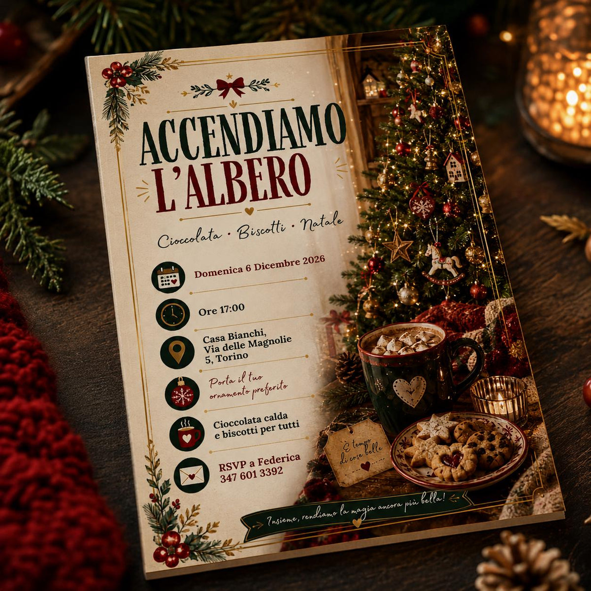 Italian Christmas Tree Lighting Invitation — Christmas celebration stationery by VoltBy