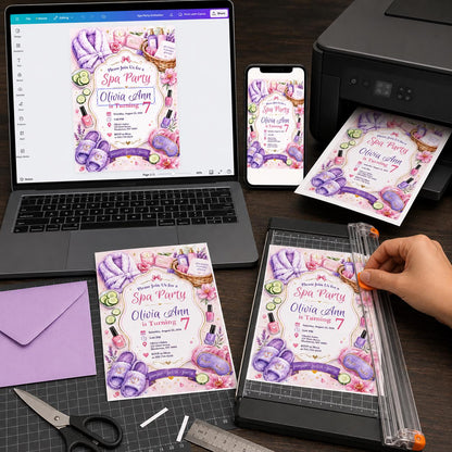 Kids Spa Party Invitation — digital invitation, instant download
