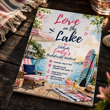 Lake Bachelorette Invitation — invitation you personalize in Canva