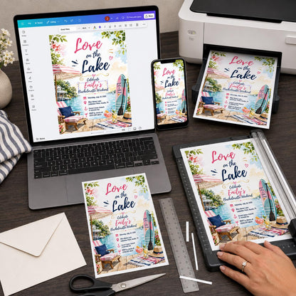Lake Bachelorette Invitation — digital invitation, instant download