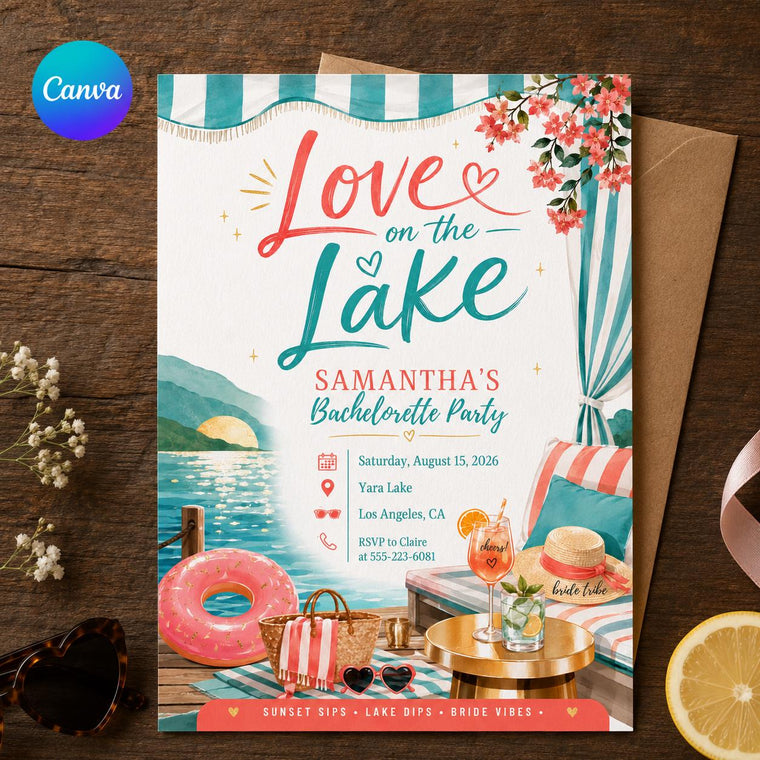 Lake Bachelorette Party Invitation for Girls