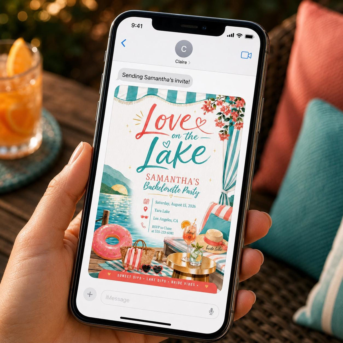 Lake Bachelorette Party Invitation for Girls — invitation you personalize in Canva