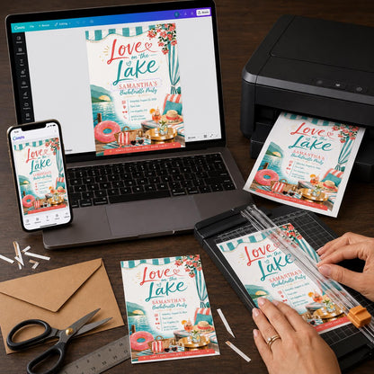 Lake Bachelorette Party Invitation for Girls — digital invitation, instant download