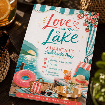 Lake Bachelorette Party Invitation for Girls — bachelorette party stationery by VoltBy