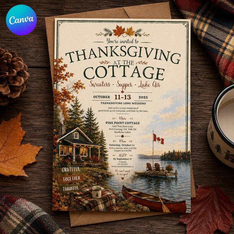 Lake Thanksgiving Cottage Invitation